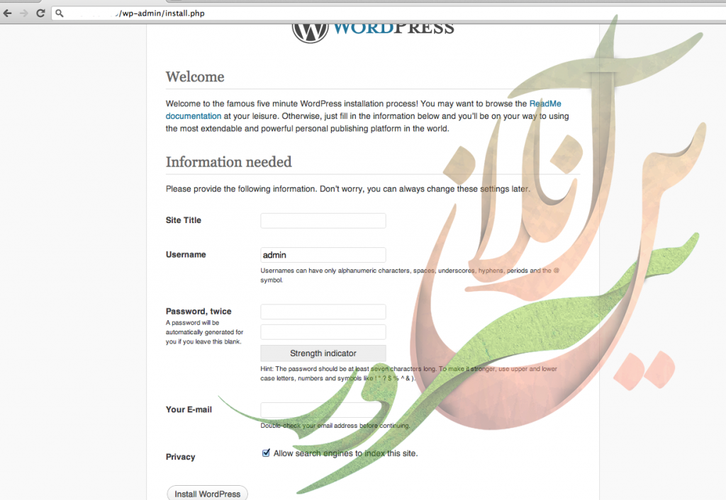 نصب وردپرس wordpress